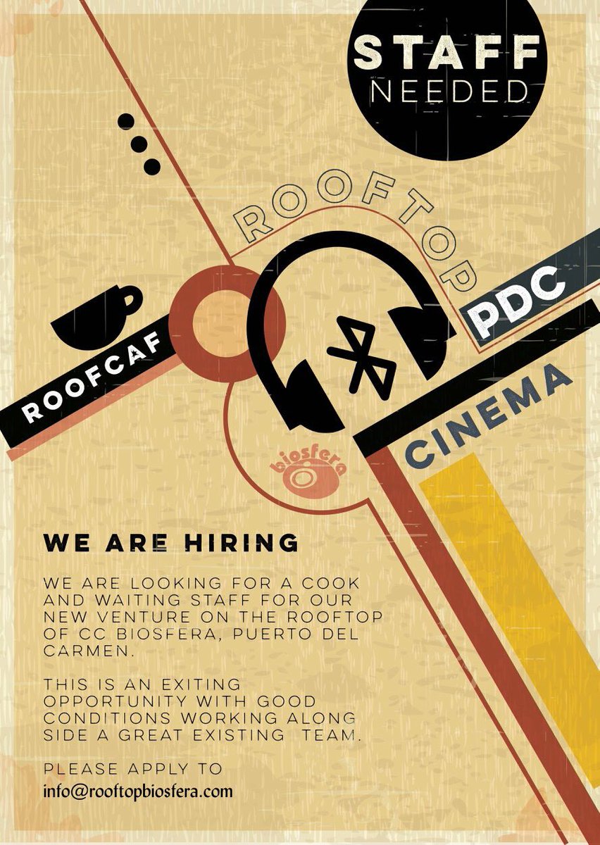 Looking for work in Lanzarote? Apply directly by sending your CV to us: Info@rooftopbiosfera.com Please #Retweet #Lanzarote
