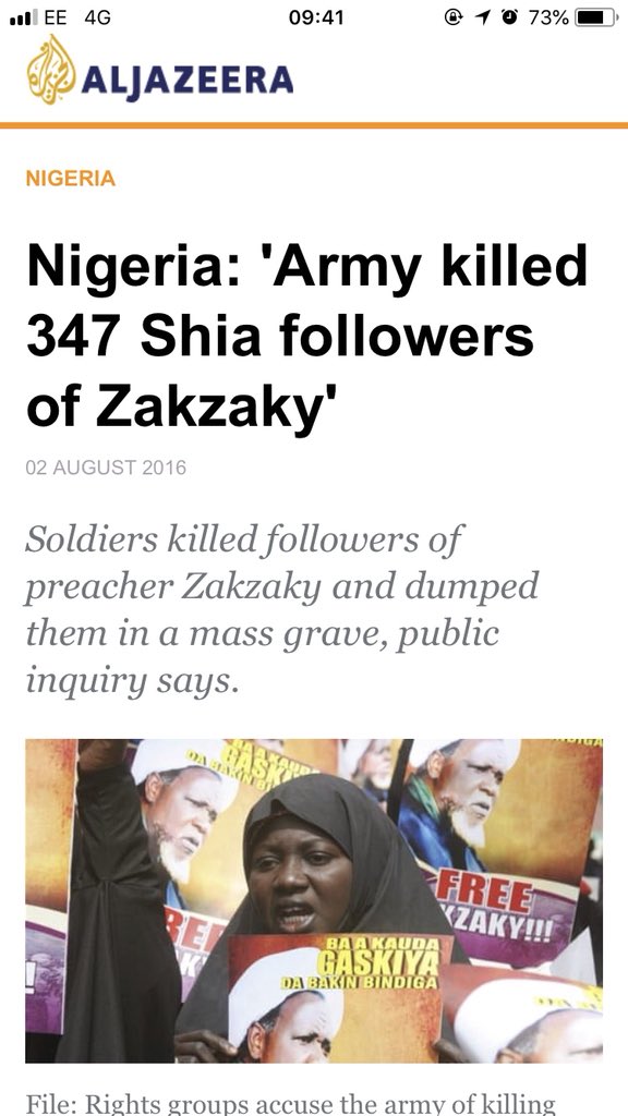mustyy09's tweet photo. @IntlCrimCourt Nigeria president @MBuhari via @HQNigerianArmy slaughtered over 1000 Shi'ites in Zaria on 12 Dec 15 including women & children for their only crime of choice of faith (Shi'ah) @MBuhari @elrufai @HQNigerianArmy @PoliceNG @GovUmarGanduje #LawalDaura #DanAli #Munguno are our killers https://t.co/i2J7LCm2jf