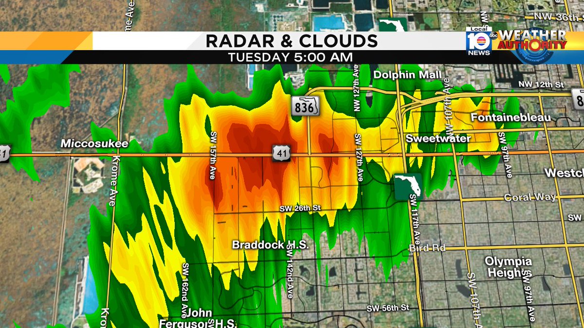 Early showers and some storms starting off your Tuesday! Keep it tuned to local10 for more. https://t.co/gNI3RULujR