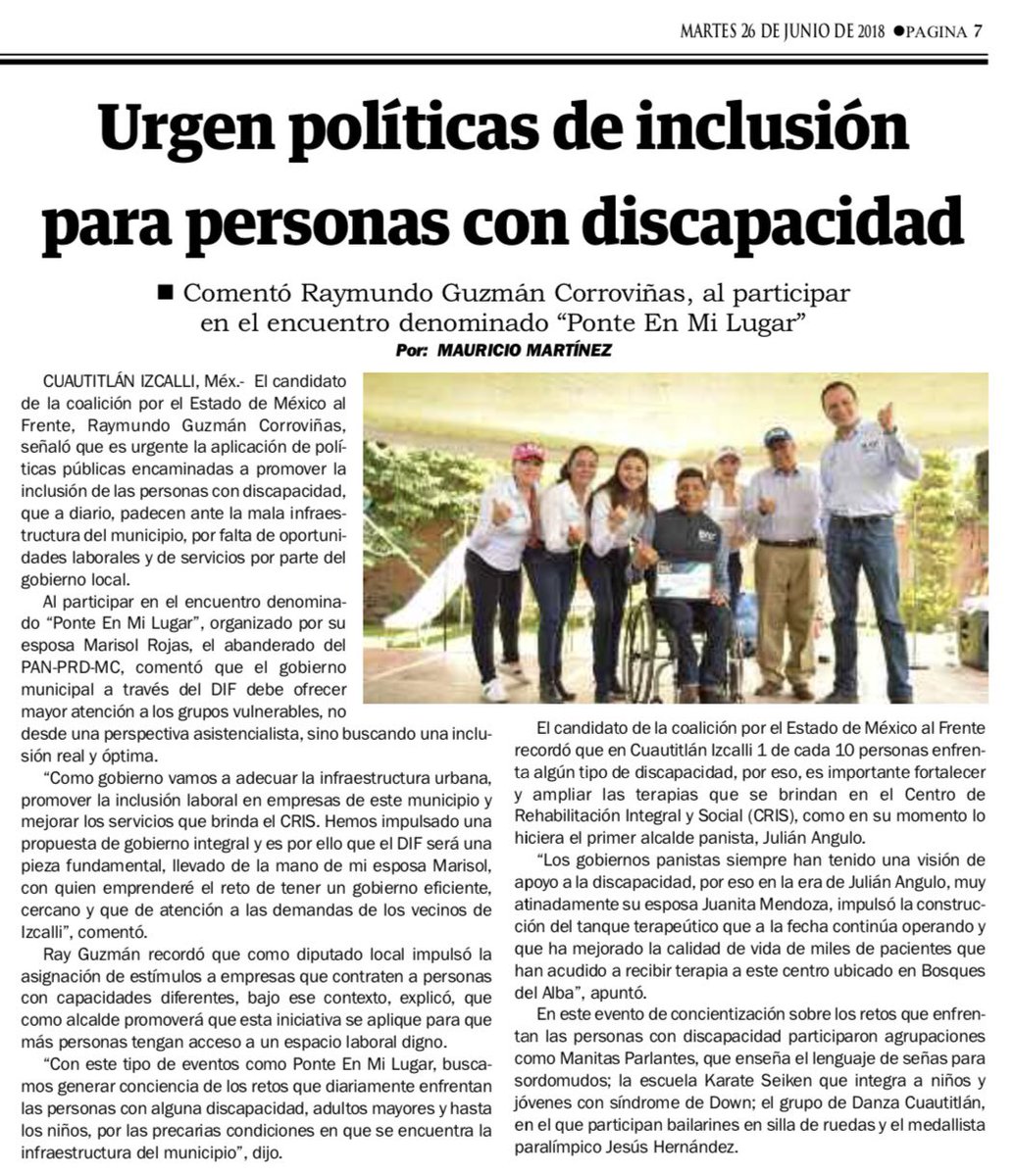 RaymundoGC's tweet photo. Urgen políticas de inclusión para personas con discapacidad #RayPresidente #VotaPAN https://t.co/26EguXwbq4