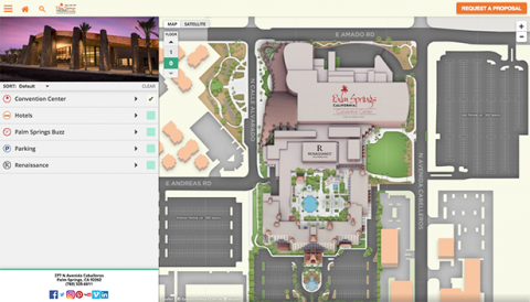 CorpEventNews's tweet image. The Palm Springs Convention Center has launched the Concept3D interactive 3D map and virtual tour platform, designed to bring the Southern California desert facility into the digital world ow.ly/xTSV30kFxBF @Concept3D #venues #attendeeexperience