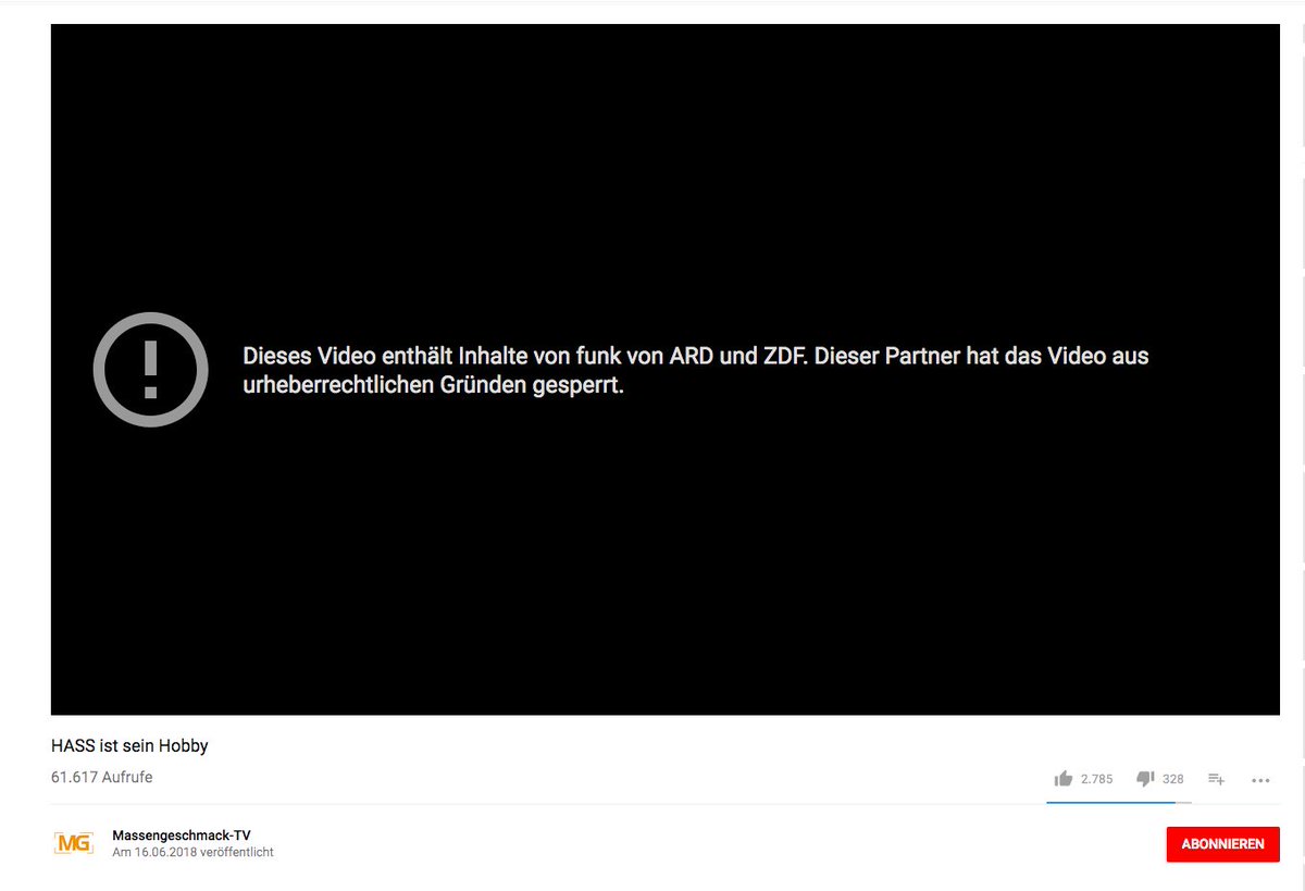 die_mediatheke's tweet photo. Was ist nochmal FUNK? Ach ja, unseriöse Dokus auf Kosten des Steuerzahlers drehen (inkl. ungefragter Verwendung von Fremdmaterial) und dann Videos sperren lassen, die sich wiederum kritisch damit auseinandersetzen! Wow, herzlichen Glückwunsch! 🙄 https://t.co/E8fecEeacH