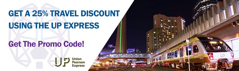 NeuroTrauma18's tweet photo. Get a $25% discount on your travel with UP Express!

This special offer is available to #NeuroTrauma2018 delegates only. Purchase your round-trip tickets by August 11 to get your discount.
Get the promo code: https://t.co/IeokIzvho1 https://t.co/sB2llLG78V