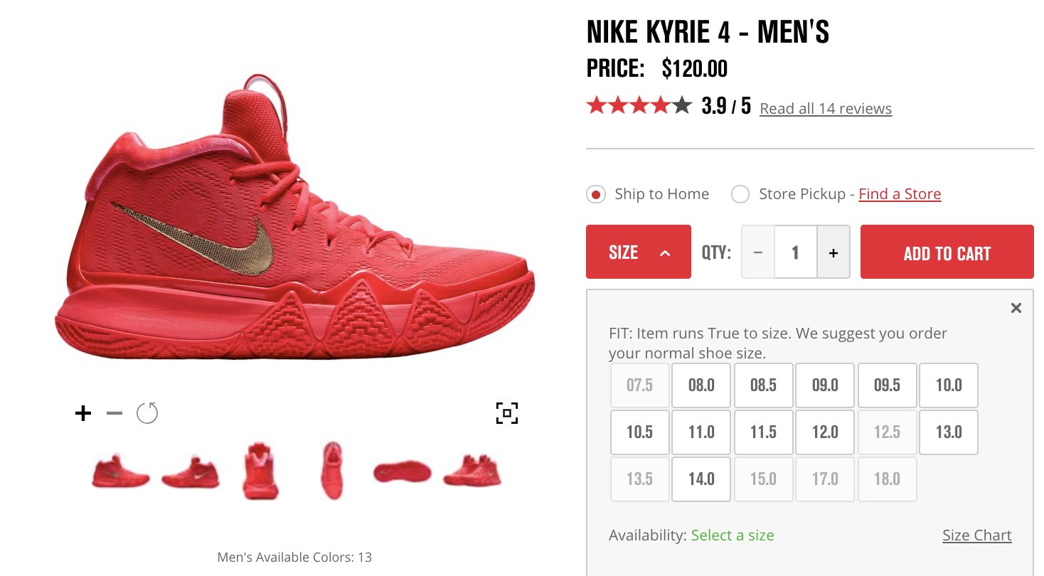 kyrie 4 red carpet on feet