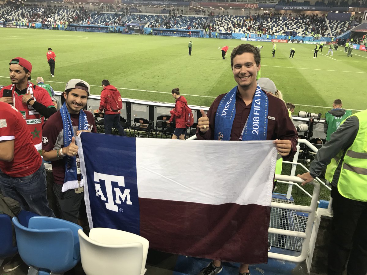 EricSanten's tweet photo. Whoop!! Got the flag on TV!! #WorldCup2018 @TAMU @TexAgs https://t.co/q1KFnEXXVb