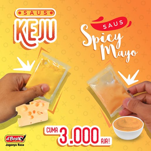 EnjoyKuis's tweet photo. Ada yang baru setelah lebaran ini di @dbestomania . YESS, ada Saus Keju Special dan Saus Spicy Mayo. Ayo kalian mau jadi tim yang mana neh #TimKeju atau #TimSpicyMayo . Jangan lupa tambahkan #Milo di setiap pembelian kalian untuk mendapatkan memperbesar poin di Promo #Umroh https://t.co/HrUTlYjvjZ