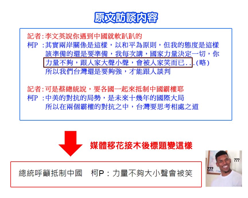 芸蝶 工作超忙on Twitter 今天網路上流傳一則假新聞 總統呼籲抵制中國柯p 力量不夠大小聲會被笑 因為轉載這篇的媒體不只一家很多人就相信了大家紛紛痛罵柯文哲 指責他幫中國講話結果鄉民去追查後發現是 蘋果日報 故意移花接木把兩段對話移花接木 湊在一起