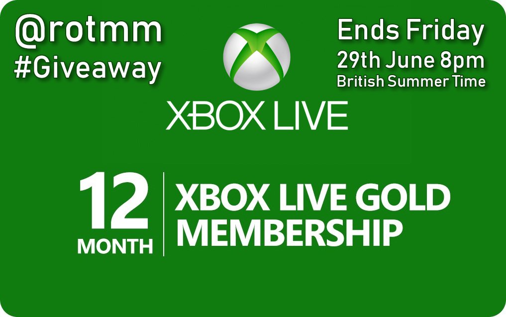 Rotmm's tweet image. New #XboxLiveGold #XboxOne #Giveaway - Worldwide - Follow and Retweet to enter. 

Digital Code that I will send via a #Xbox Live Message, so must have a valid Xbox Gamertag

Ends around 8pm BST Friday 29th June 

Info and Rules in next threaded tweet