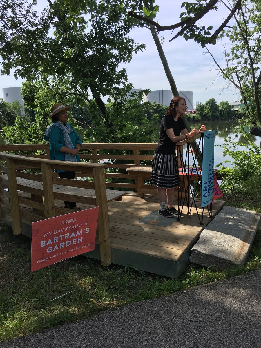 muralarts's tweet photo. “Art can make the world felt. That’s what I love about Stacy Levy’s work.” #artatbartrams @BartramsGarden @stacylevyart https://t.co/2FSzQlFRbA