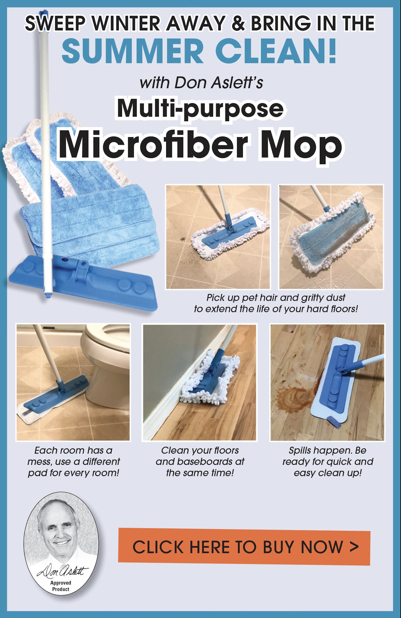 Don Aslett 14 Microfiber Mop Pads Set Of 3