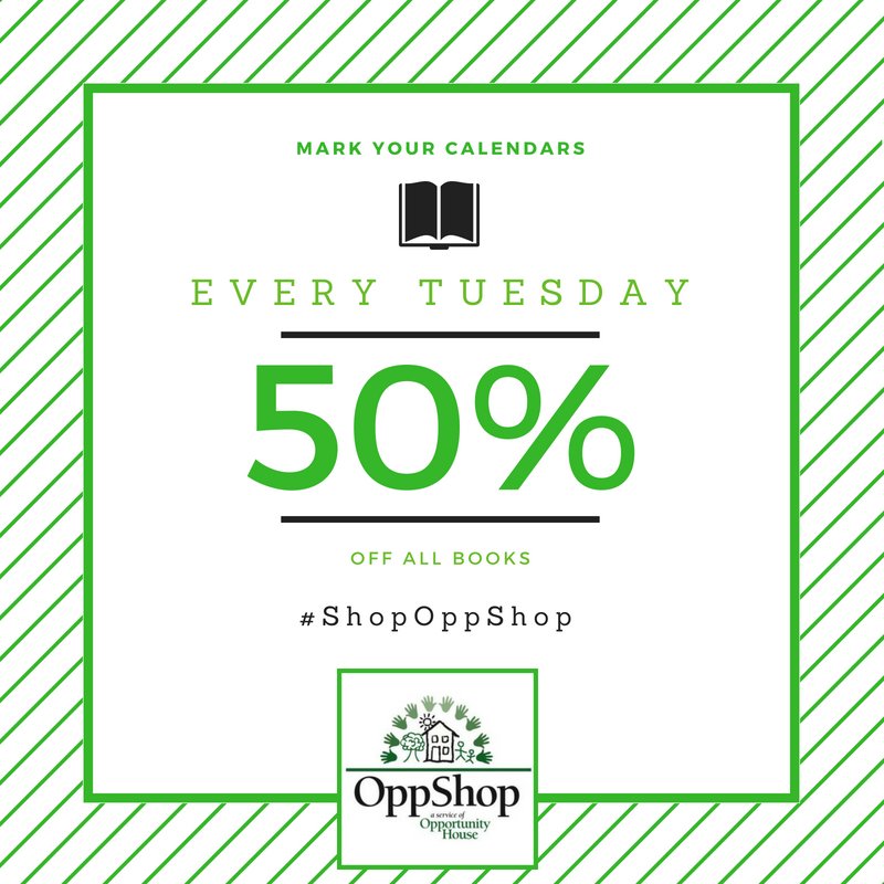 OH_OppShop's tweet photo. #TuesdayThoughts Visit @OH_OppShop for half off books today!! #ShopOppShop #BerksCounty #Books #BookSale #ReadingPA https://t.co/dsJFgEifPj