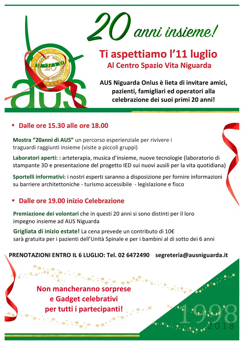 AUSNiguarda's tweet photo. L'11 luglio torna la Grigliata di inizio estate. Le prenotazioni chiudono il 6 luglio, affrettatevi! Contributo 10€, gratis per degenti Unità Spinale e bambini al di sotto dei 6 anni. Contattateci al tel. 026472490 o scrivete a segreteria@ausniguarda.it
https://t.co/0lb8PJDOH2 https://t.co/cvivZS1LGv