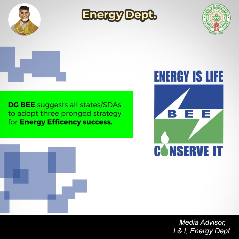 APState_Energy's tweet photo. DG BEE has emphasized that every State/SDA need to adopt a three-pronged strategy i.e Implementation of Pilot Demo Projects, Massive Awareness Campaign and Mutual Co-ordination and sharing of best practices among the states.
#APEnergy #AndhraPradesh #BEE https://t.co/5uM9mnXbRa