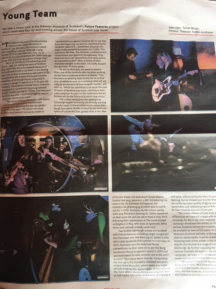 skjorofficial's tweet photo. Huge thanks to @theskinnymag for including us in their feature about #ripitup Future of Scottish Pop Music. We on their stage SATURDAY at @kelburnparties https://t.co/1vWr3NM3nh