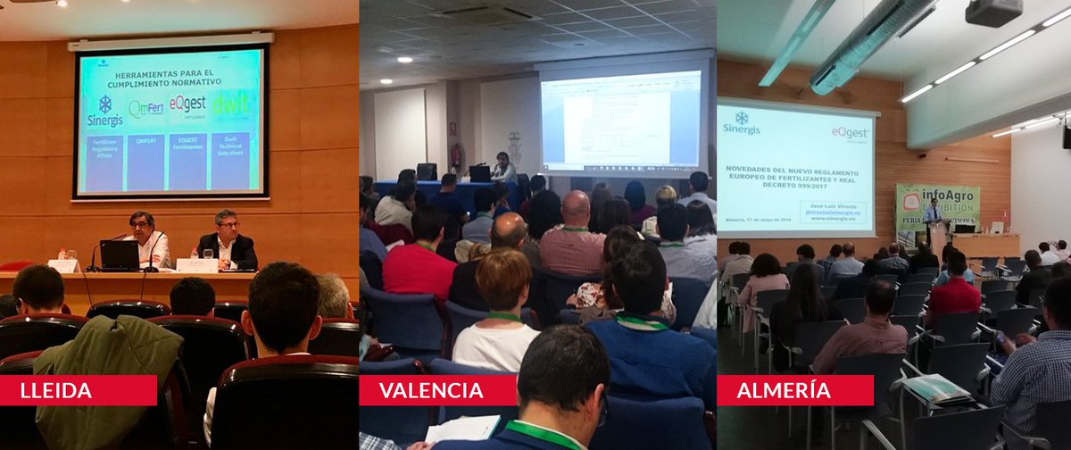 Eqgest's tweet photo. Valencia, Almería y Lleida fueron las ciudades elegidas donde, entre abril y junio, Sinergis y #eQgest impartieron las tres formaciones destinadas a difundir el nuevo #ReglamentoEuropeodeFertilizantes entre los profesionales del sector.

https://t.co/twNwhmqObl https://t.co/rZaAEReZoZ