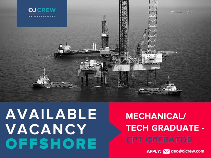 OffshoreJobs2's tweet photo. OPEN VACANCY #OFFSHORE! 🔜 Looking for CPT Operator with mechanical/technical background/education. 
No experience required - education and training will be provided!!

More details: https://t.co/61RzihXng6

Want to apply? Send your resume to: geo@ojcrew.com https://t.co/971gLkGicw