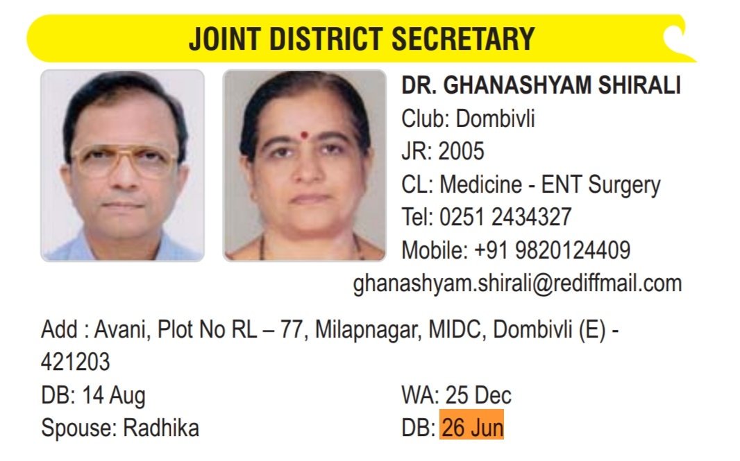 PerfectRotary's tweet image. Happy bday to AvCCD Mahesh Agarwal from ulnr midtown, DySAAD Rajesh Mittal from Thane Downtown,Spouse Radhika Ghanshyam Shirali from Dombivli, Spouse Geetha Premkumar  from Navi mumbai today 26/6, Tue.
DGE Dr.Ashes,Nandita,Team perfect with DSD $uresh.