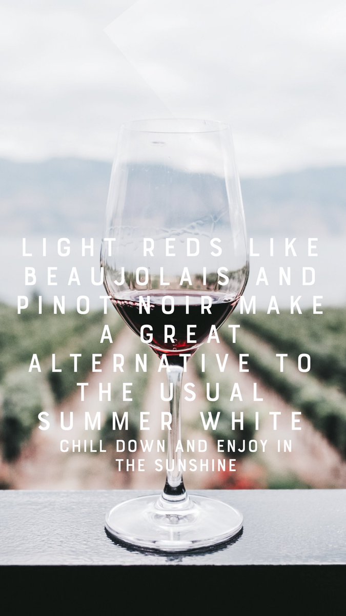 Summer drinking needn’t be all about crisp white wines. Chill down a light red like a Pinot Noir or Beaujolais and enjoy with a healthy dollop of #sunshine. #winehacks #pinotnoir #Beaujolais #winetasting #winelover