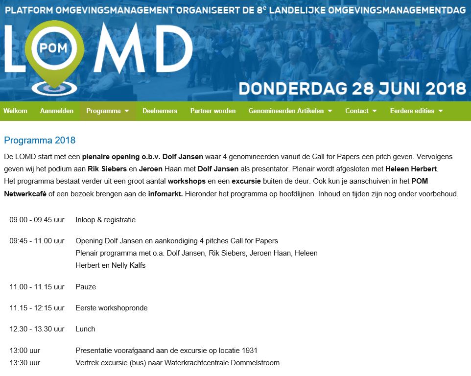 Voor het 2e jaar is er tijdens de landelijke omgevingsmanagementdag <a href="/POM_LOMD/">LOMD</a> aandacht voor de waterkrachtcentrale