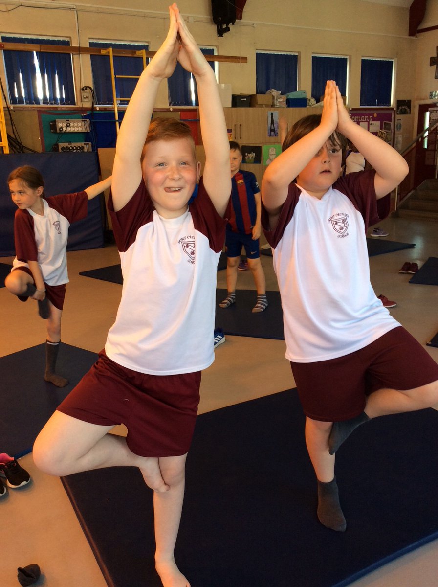 Y4StCecilias's tweet photo. Year 4 enjoying yoga, learning new stretches and strengthening exercises #SportsandHealthWeek https://t.co/Rzu587QjkH