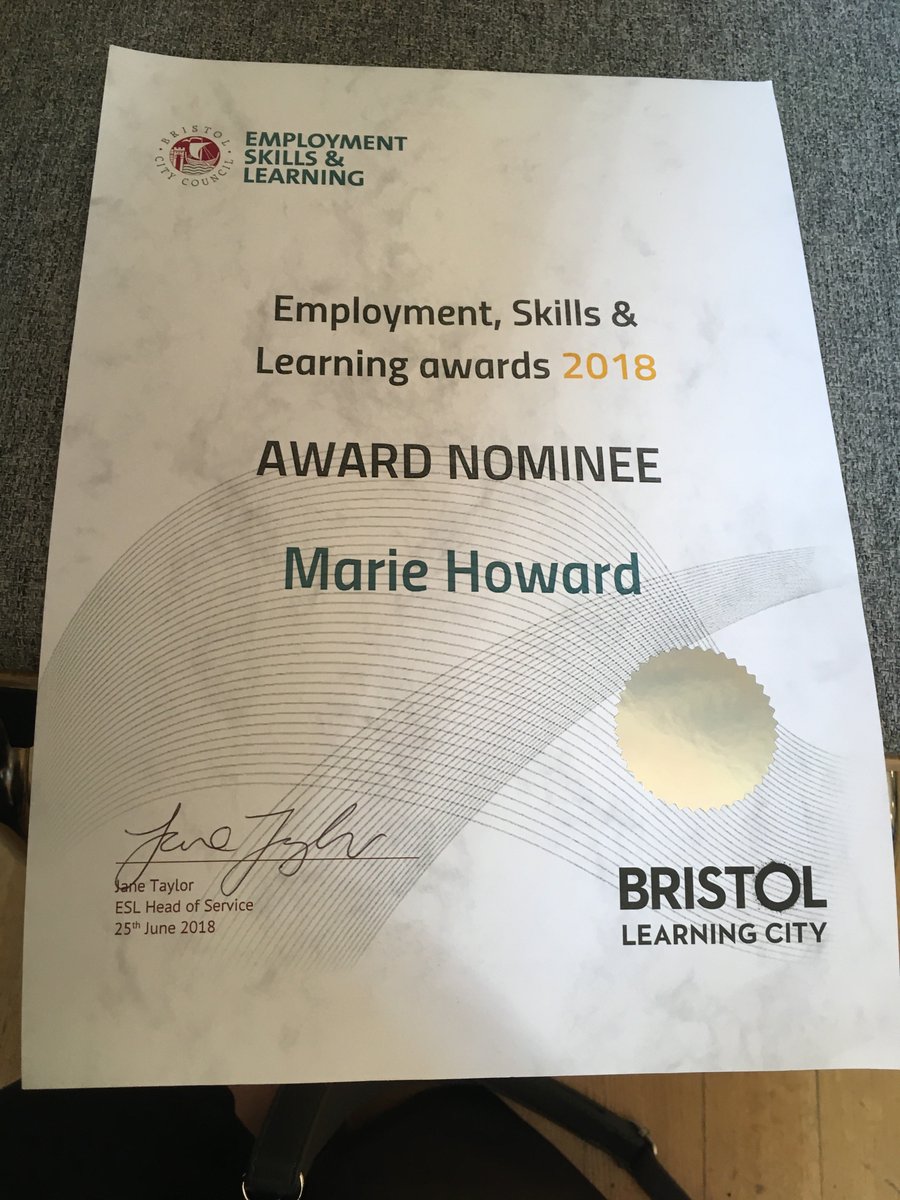 Mariej2015's tweet photo. @WORKSBristol @BristolLearning Thank you so much to all at Bristol Works, especially Karen for my nomination, it was a lovely surprise . https://t.co/f79hbYMVzu