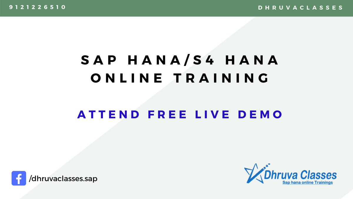 DhruvaClasses's tweet image. Are you looking for SAP Online Training by expert trainers. Interested can register here for free live demo (bit.ly/2ImsP3W)
dhruvaclasses.com
9121226510
#SAP #SAPHANA #ABAPHANA #S4HANA