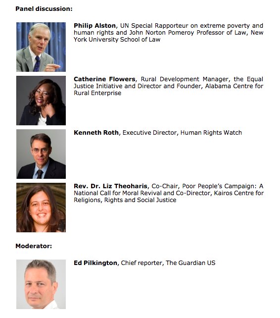hrw's tweet photo. "Poverty and Inequality in America under Trump: Human Rights under Threat" 
 
Livestream starting in 2 hours 15h00 CEST, 9am EDT): 

With @KenRoth @Alston_UNSR @CathFlowers  &amp; @liztheo moderated by @Edpilkington https://t.co/nqI25HX8JT https://t.co/V0o6fXvYQ0