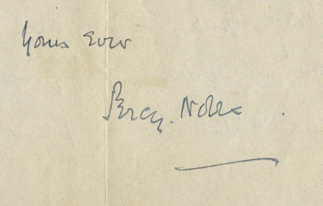 LyonMarsh's tweet image. I've just read a letter that Percy Noble (Commander in Chief of @WestApproaches) sent to a friend. Admittedly it took me a while to decipher what it said but I love his signature! #westernapproaches #liverpool #navy