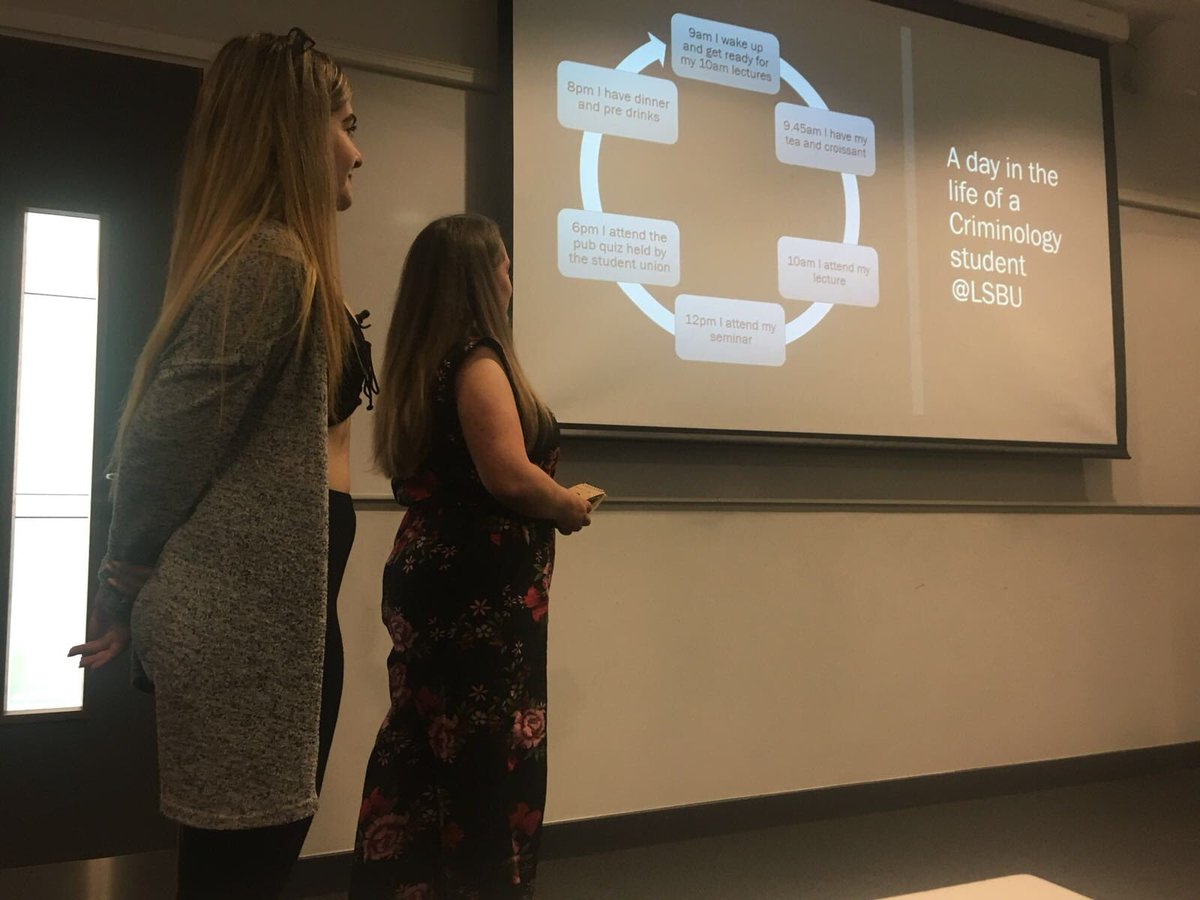 LSBUCrimSoc's tweet photo. Your incoming committee worked with @LSBU_IRandPol to give an interesting presentation to potential undergrads of Law and Social Sciences here at @LSBU . We spoke about our day-to-day activities and societies as part of the @lsbsu, a big part of our student lives! https://t.co/8sKEAFPn09