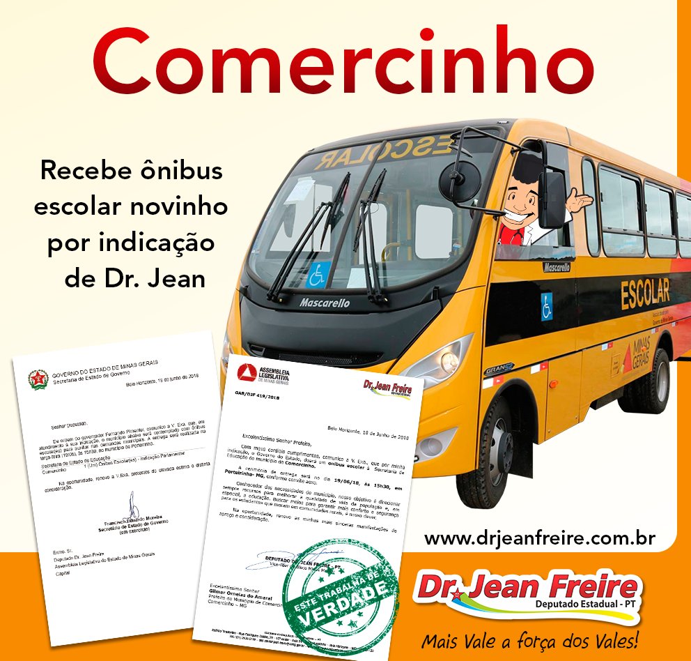 drjeanfreire's tweet photo. #Comercinho #ÔnibusEscolar
Por indicação, de Dr. Jean Freire, município de Comercinho é contemplado com ônibus escolar
Mais vale a força dos Vales! https://t.co/aqZyQl5EPM