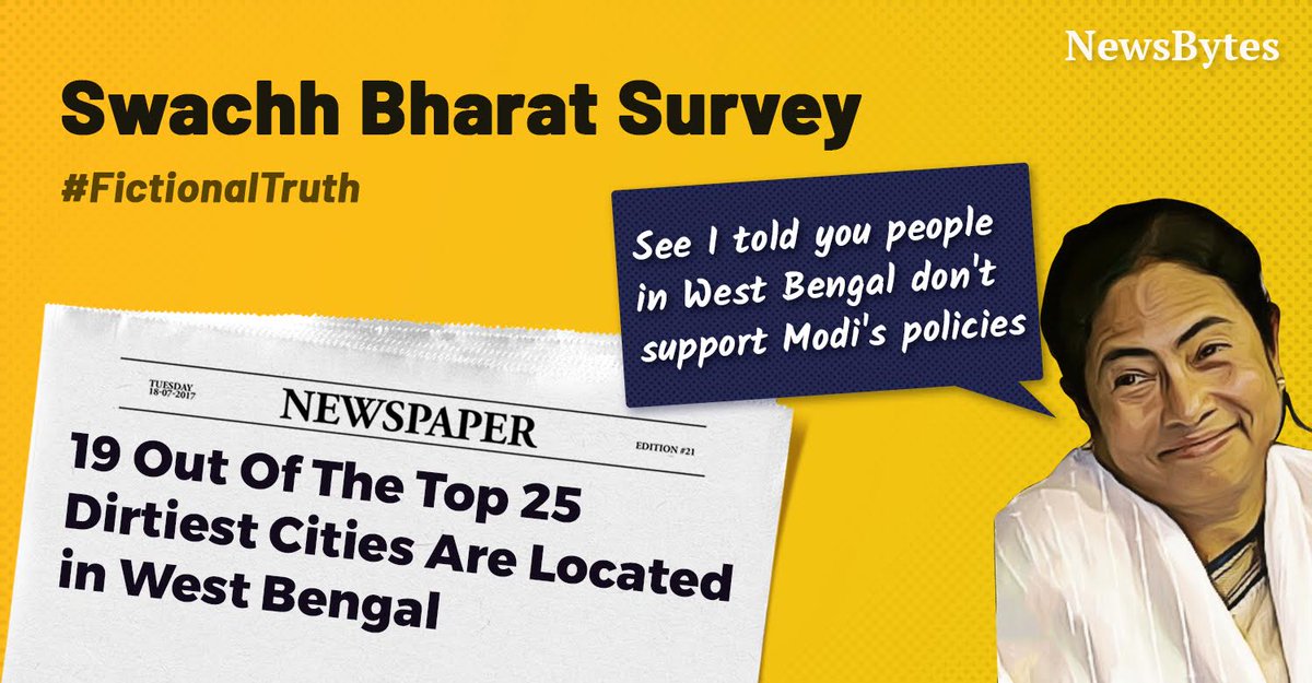NewsBytesApp's tweet photo. Swachh Survekshan Survey #FictionalTruth https://t.co/YQCzyHp1n2