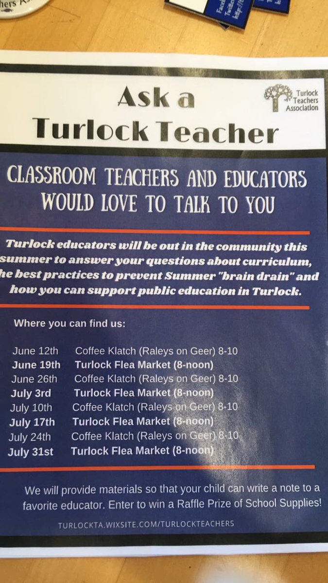 TurlockTA's tweet photo. Come to Raley’s today between 8 AM and 10 AM to ask a Turlock teacher what #TurlockStudentsDeserve. https://t.co/WybYmfFyTw