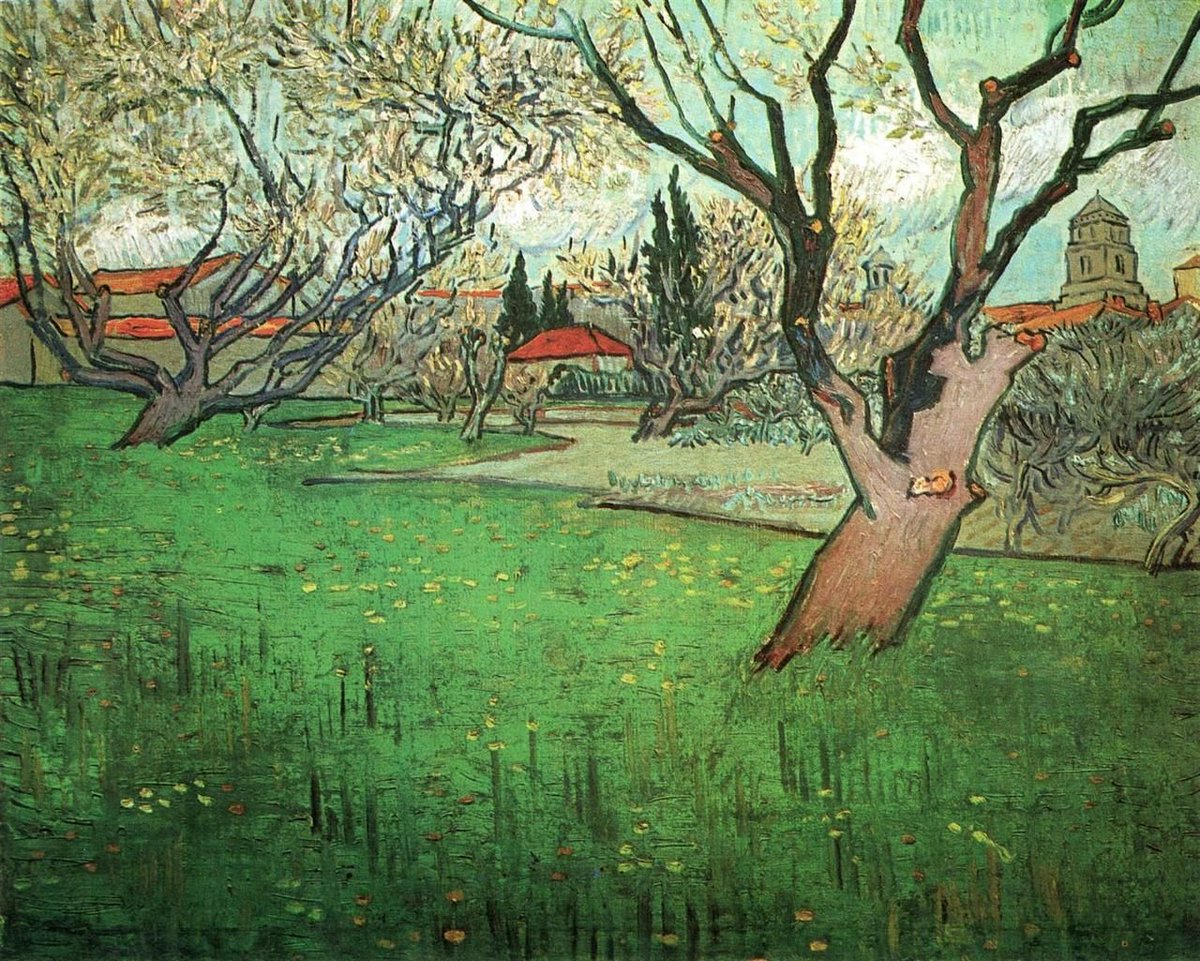 Vincent van Gogh  'View of Arles with Trees in Blossom'   #landscape #painting