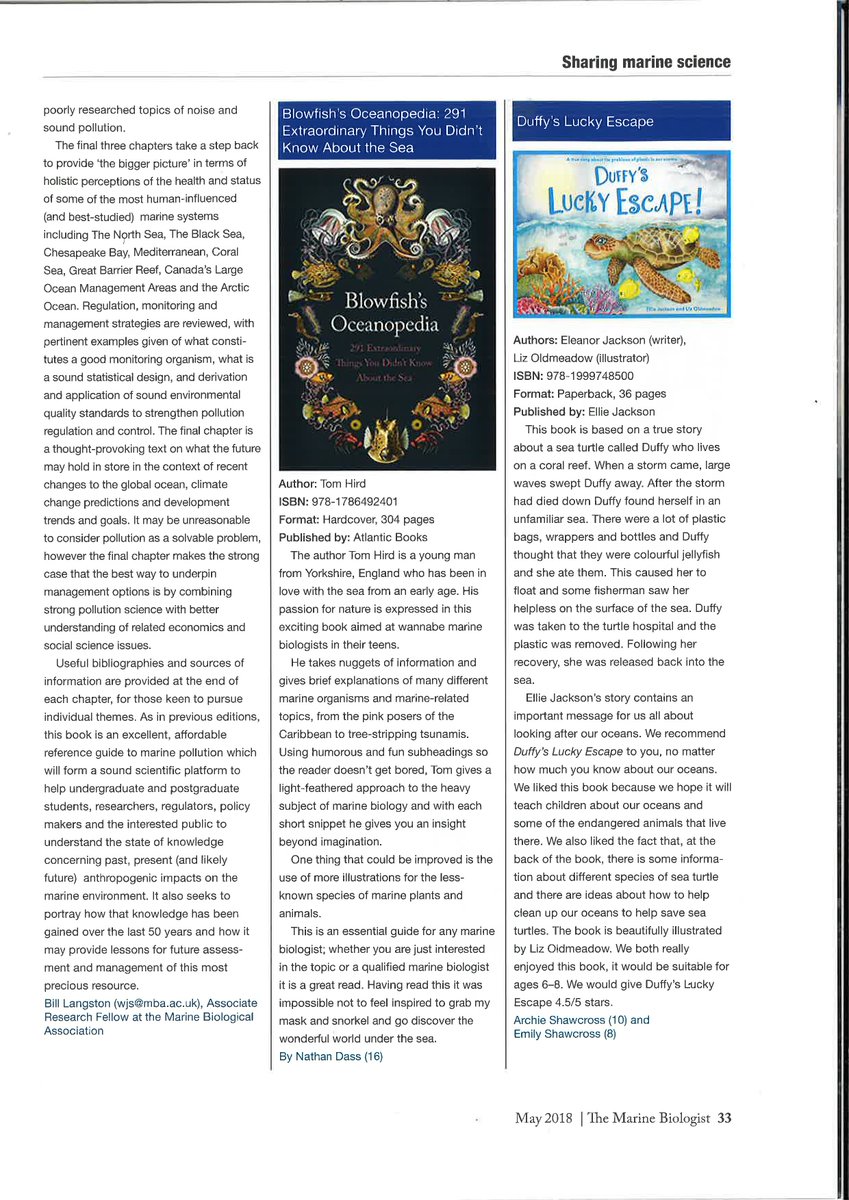 West Buckland School On Twitter Archie Emily Shawcross Had Their Book Review Of Duffy S Lucky Escape A Story Based On A Sea Turtle Published In The Marine Biologist Magazine School