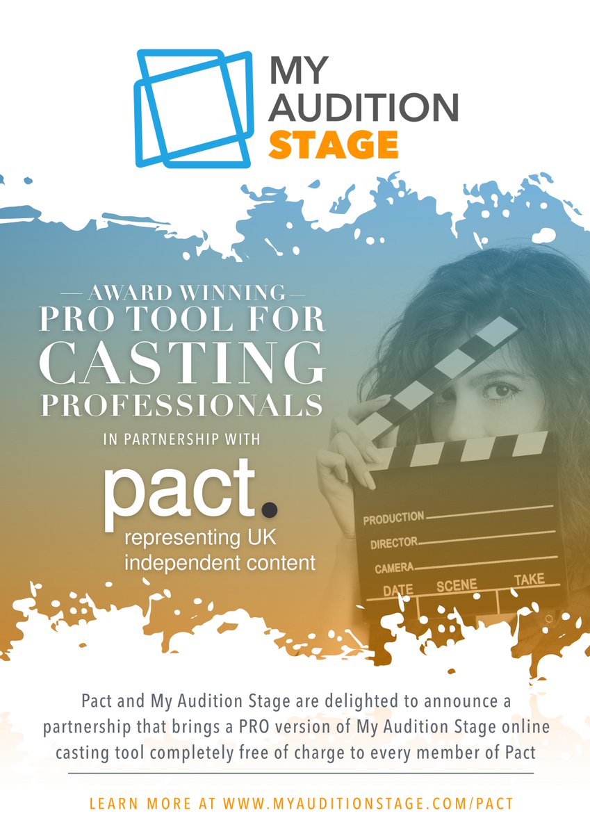 MyAuditionStage's tweet photo. My Audition Stage are delighted to announce a partnership with @PactUK that brings a PRO version of My Audition Stage online casting tool completely free of charge to every member of Pact, sign up now @ https://t.co/dXT13yxF7u https://t.co/CSRCY0zl0J
