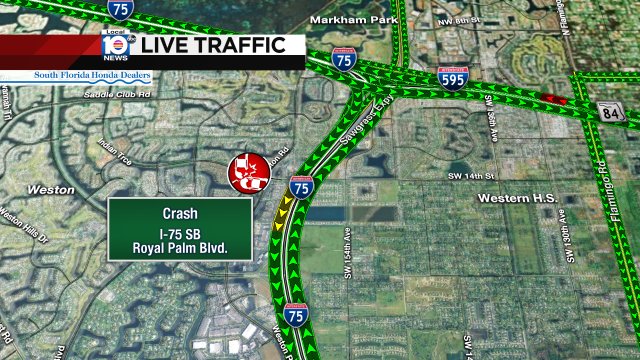 CRASH: I-75 SB & Royal Palm Blvd. #TRAFFIC https://t.co/rhvs4DBIA0