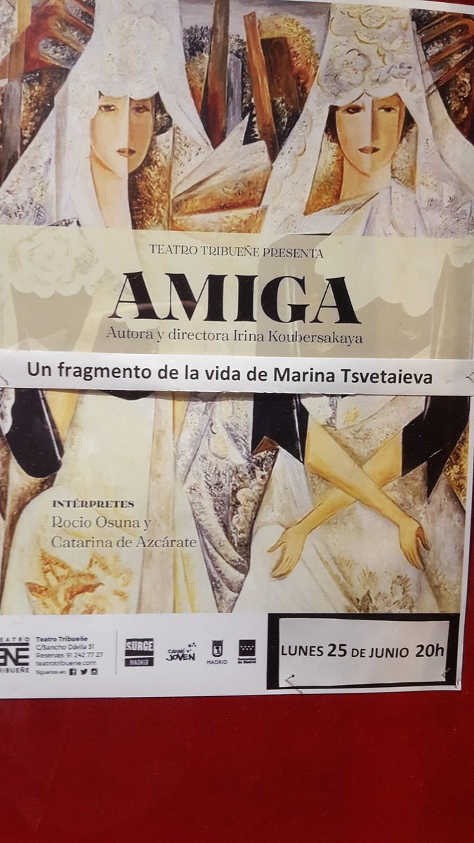 TRAGYCOM's tweet photo. Hay relaciones que marcan una vida y cuando es entre dos poetas, pasión y  literatura se desbordan. #Amiga Última producción de @TeatroTribuene Escrita y dirigida por #Irinakoubersakaya @RocioOssunaak y #CatarinadeAzcárate  Química y sensualidad a golpe de verso #MarinaTsvetaieva https://t.co/OPJtlXAprl