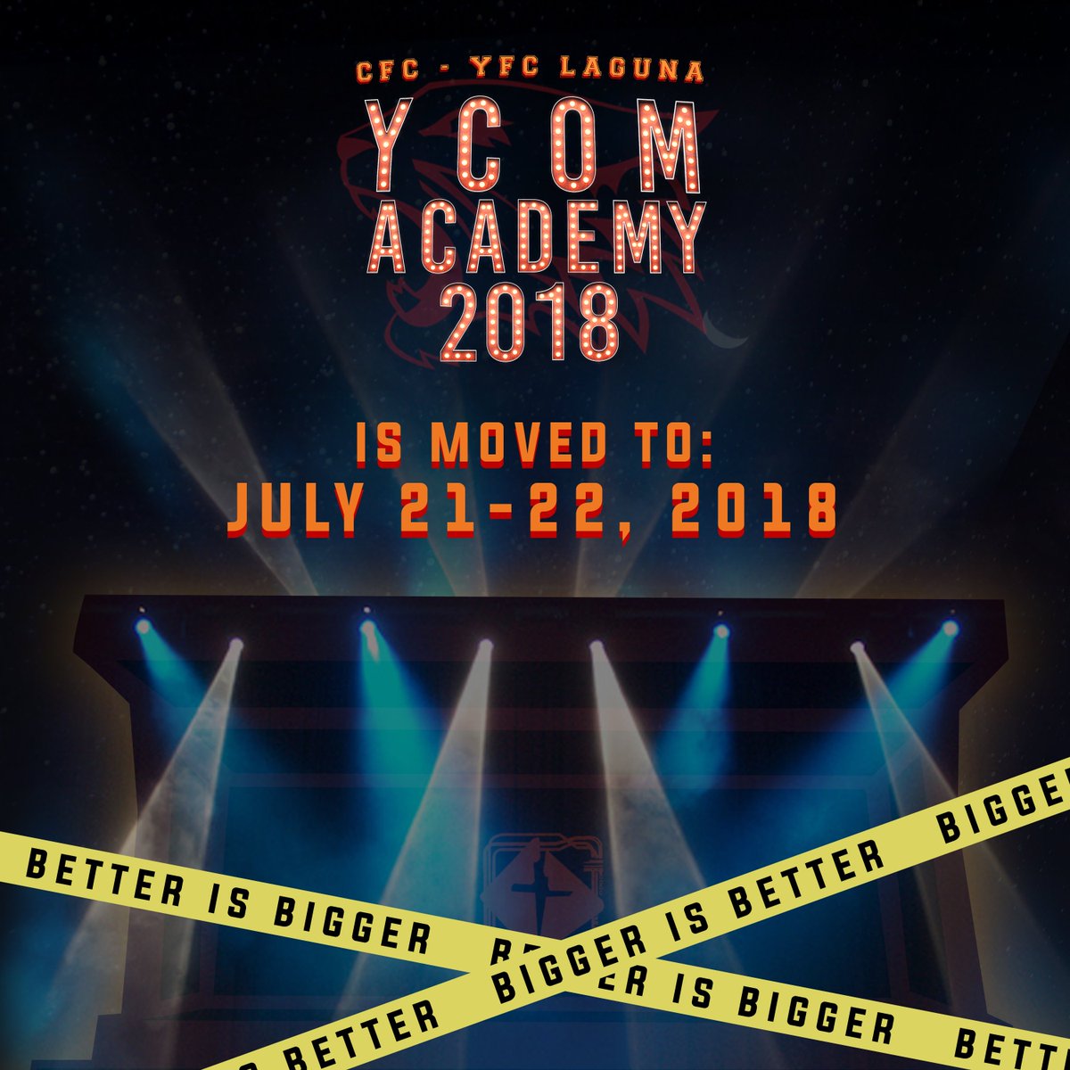 cfcyfcLAGUNA's tweet photo. YCOM Laguna is preparing something greater!
Due to certain circumstances, YCOM Academy will be moved to July 21-22, 2018.
Enrollment dates are extended! What are you waiting for? Contact your Youth Heads now and get ready for a bigger and better YCOM Academy!
#BraveAndCreative https://t.co/JqzMV5MZA2