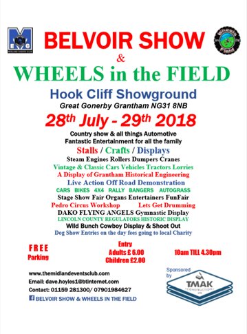 TMAK_Ltd's tweet photo. @TMAK_Ltd sponsoring the Belvoir &amp; Wheels in the field Show this year.

28th-29th July At Great Gonerby  #Lincolnshire #midlandeventsclub #Familyfun https://t.co/6jmjyc6FY7