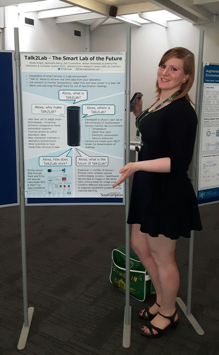 Talk2Lab's tweet photo. Our Talk2Lab poster is up at the IoT launch event today in the Hartley suite from 2-4pm today! Come by and see what we're working on!
#ciot #iot #smartlab #talk2lab #poster #labofthefuture #southamptonuni https://t.co/tICMcP8HR6