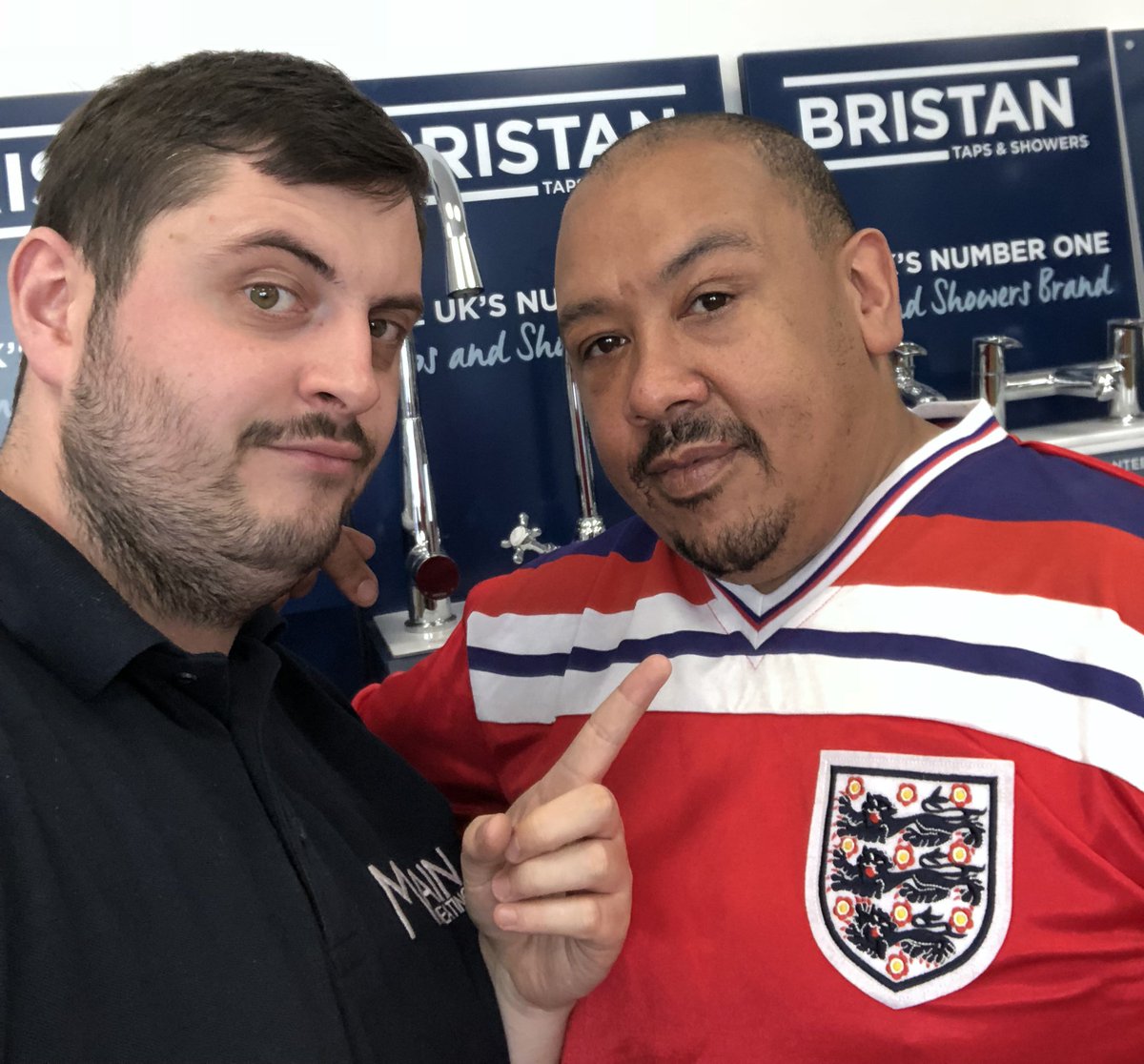 The chaps from Plumbers Pal showing off their prize of a free England #WorldCup shirt. They did get a ball as well but I think one of their work mates must be outside doing keepie-uppies! Get in touch if you want to win a shirt/ball kit or even a 49" Samsung TV!