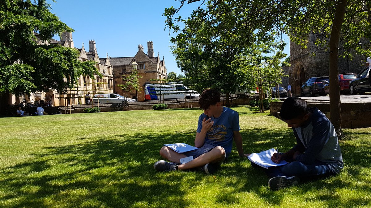 DebateSocBGS's tweet photo. Boys working hard preparing for their next turorial at New College Oxford. Having a great time at the Oxford University Summer School. @BGSPrincipal https://t.co/D2dnCWftaT