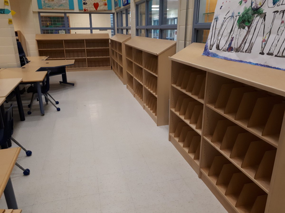 New wood shelves with display top <a href="/BlueWillowPS/">Blue Willow PS</a> , fantastic addition to their beautiful library #librarylife #madeincanada
