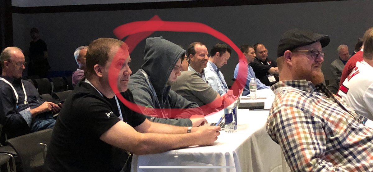 jonlehtinen's tweet photo. Obvious hacker spotted in .@lpeterman’s PAM session. Remain vigilant. cc .@pLunney https://t.co/kpbaUNvdUC