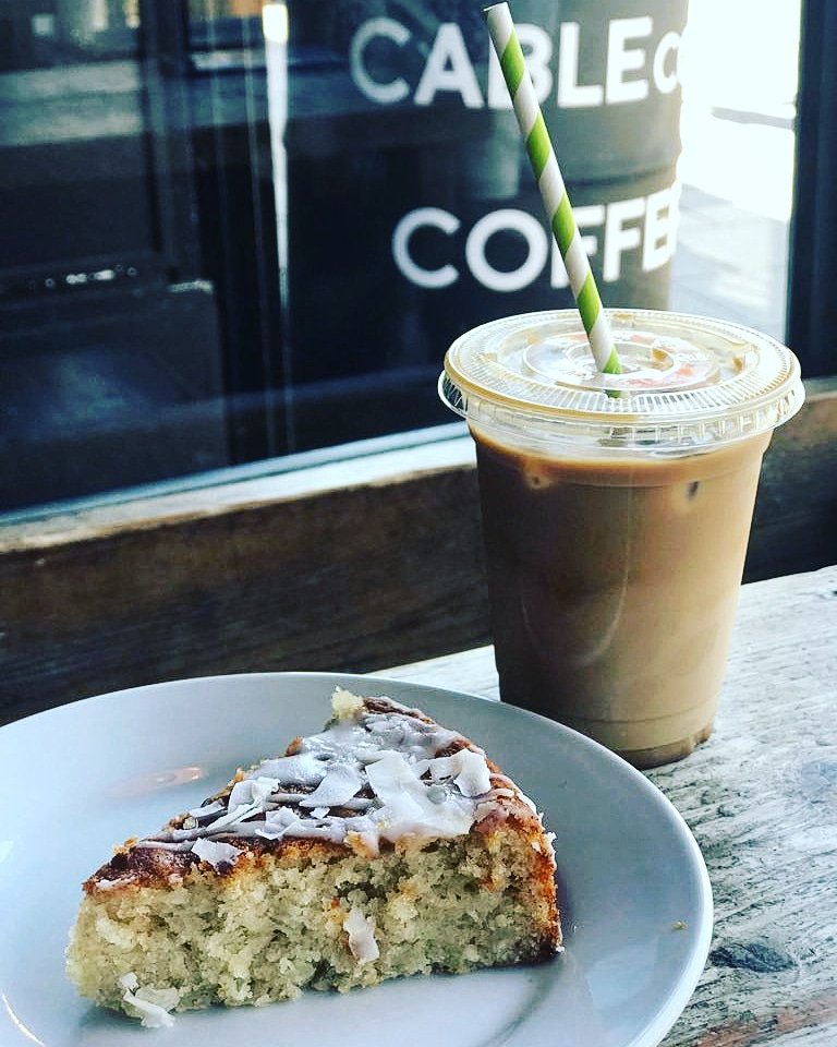 Afternoon treat? We think so! Pair your iced coffee with this vegan lime and coconut cake made by <a href="/cateredbyjules/">Catered by Jules</a> 👌☀️ Yum in the sun! #afternoontreat