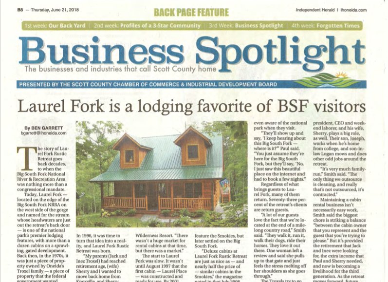 Laurel Fork Rustic Retreat On Twitter Thank You Indherald For