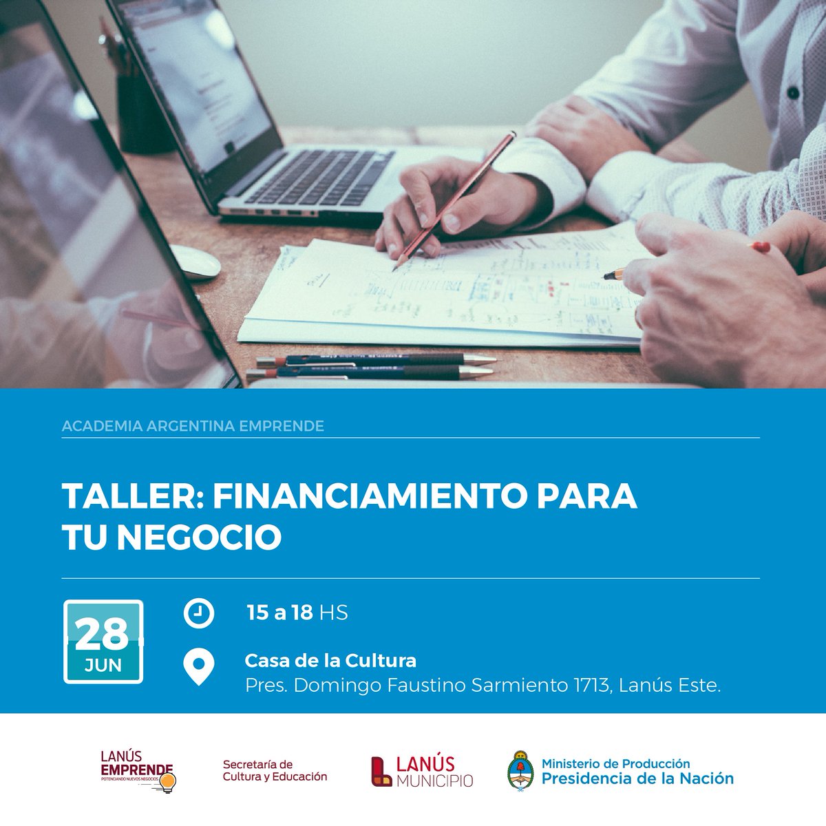 Proximo jueves en #LanusEmprende de 15 a 18 Hs. Taller "Herramientas de Financiamiento" Academia #ArgentinaProduce
Inscripciones:  eventbrite.com.ar/e/aae-taller-h…