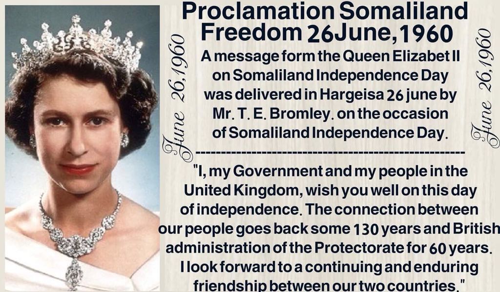 Somalilanders on Twitter: "A message from the Queen Elizabet II on Somaliland independence day was delivered in Hargeisa 26 June by Mr. T. E. Bromley on the occasion of #Somaliland independece day
