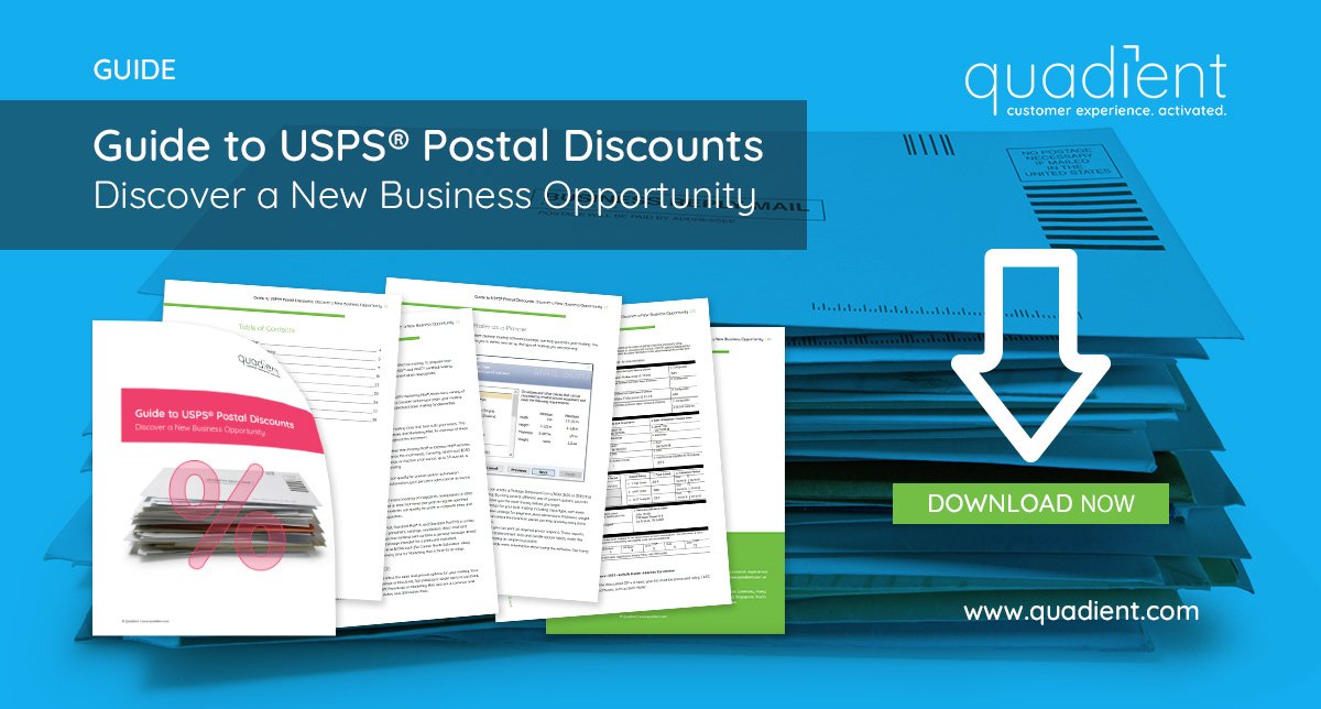 Quadient's tweet image. This guide to @USPS Postal Discounts is designed to help you effectively plan and prepare direct mail using @Quadient Bulk Mailer® and explores current postal rates and regulations -&amp;gt; go.pardot.com/l/251632/2018-…

#PostalSolutions
#DataQuality
#CustExp