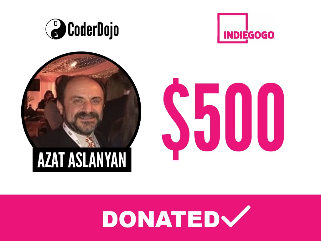 CoderDojoAM's tweet photo. Another huge THANK YOU to our next backer who donated the biggest amount so far ππ»
THANK YOU Azat Aslanyan for investing $500 in the bright future of kids in Armenia. We are sure you're going to be proud of your contribution!
#coderdojo #coding #Armenia #coderdojoArmenia https://t.co/XZkmnGTAxx